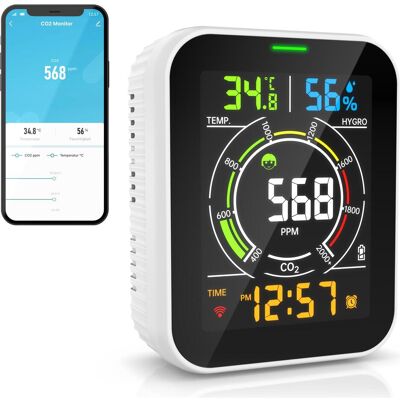 Brandson CO2-Messgerät Luftqualitätsprüfer, Thermometer + Hygrometer, Weiss, Schwarz Brandson CO2-Messgerät Luftqualitätsprüfer, Thermometer + Hygrometer, Weiss, Schwarz