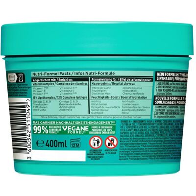 2x Garnier, Haarmaske, Fructis Aloe Vera Hairfood (400 ml) 2x Garnier, Haarmaske, Fructis Aloe Vera Hairfood (400 ml)