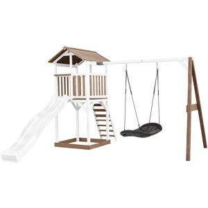 Axi Beach Tower Spielturm mit Roxy Nest Schaukel Braun/weiss - Weisse Rutsche Axi Beach Tower Spielturm mit Roxy Nest Schaukel Braun/weiss - Weisse Rutsche