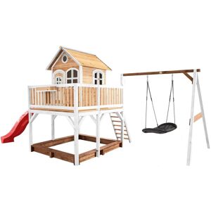 Axi Liam Spielhaus mit Roxy Nestschaukel Braun/Weiss - Rote Rutsche Axi Liam Spielhaus mit Roxy Nestschaukel Braun/Weiss - Rote Rutsche