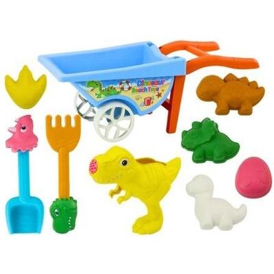 Lean Toys Ein Satz Sandspielzeug mit einer Dinosaurier-Schubkarre Lean Toys Ein Satz Sandspielzeug mit einer Dinosaurier-Schubkarre