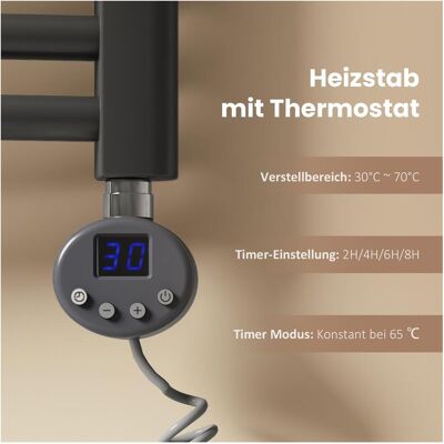 Emke Elektrischer Badheizkörper, Badheizung Elektrisch, Anthrazit 120x40cm 500W, Heizkörper, Grau Emke Elektrischer Badheizkörper, Badheizung Elektrisch, Anthrazit 120x40cm 500W, Heizkörper, Grau