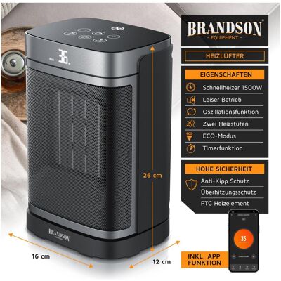 Brandson Heizlüfter, Heizlüfter, Schwarz Brandson Heizlüfter, Heizlüfter, Schwarz