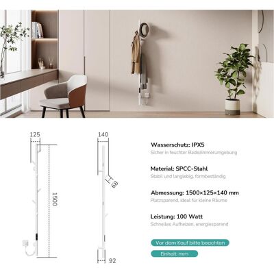 Emke Elektrischer Handtuchheizkörper, 110W, LED-Display, Intelligentes Thermostat, WiFi/APP-Steuerung, Ti, Heizkörper, Weiss, Schwarz Emke Elektrischer Handtuchheizkörper, 110W, LED-Display, Intelligentes Thermostat, WiFi/APP-Steuerung, Ti, Heizkörper, Weiss, Schwarz