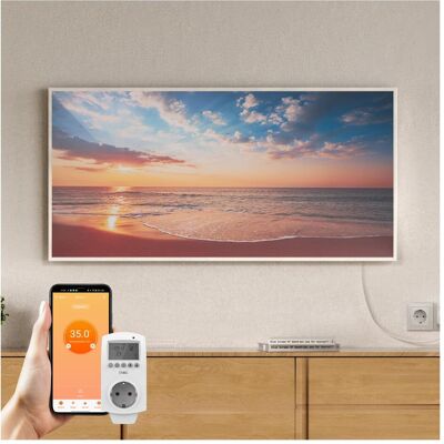 Emke Infrarot-Heizpaneel mit Rahmen, Motiv Sonnenuntergang am Meer, inkl. WLAN-Steckthermostat, 1200W, Heizkörper, Mehrfarbig Emke Infrarot-Heizpaneel mit Rahmen, Motiv Sonnenuntergang am Meer, inkl. WLAN-Steckthermostat, 1200W, Heizkörper, Mehrfarbig