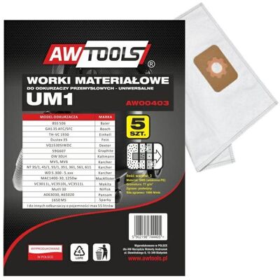 Awtools Staubsaugerbeutel - UM1, GAS35 - Mikrofaser, 3-Schicht - 5er Pack Awtools Staubsaugerbeutel - UM1, GAS35 - Mikrofaser, 3-Schicht - 5er Pack