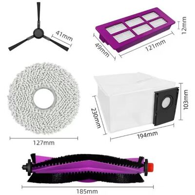 Midea V15 Spare Parts kit: 1x Side Brush, 2x Mop Pad, 1x Roller Brush, 1x Filter, 1x Dust Bag, Staubsauger Roboter Zubehör Midea V15 Spare Parts kit: 1x Side Brush, 2x Mop Pad, 1x Roller Brush, 1x Filter, 1x Dust Bag, Staubsauger Roboter Zubehör