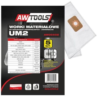 Awtools WORKI Z MIKROWŁÓKNINY kpl.5szt. UM2, MAKITA VC2010/2511/2512/445/446, Staubsaugerbeutel Awtools WORKI Z MIKROWŁÓKNINY kpl.5szt. UM2, MAKITA VC2010/2511/2512/445/446, Staubsaugerbeutel