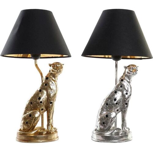 DKD Home Decor, Tischlampe, Desk lamp Silver Black Golden 26 x 26 x 46 cm Resin 220 V 50 W (2 Units)