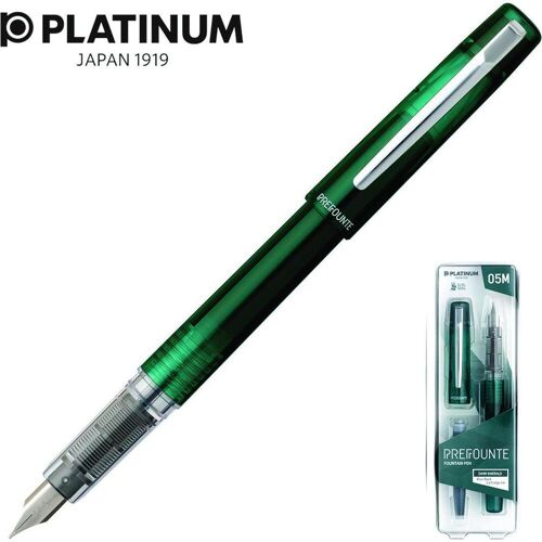 Platinum Schreibstifte, Prefounte Dark Emerald, M Eternal Füllfederhalter, in Kunststoffverpackung, Blister, grün (Grün, 1 x)