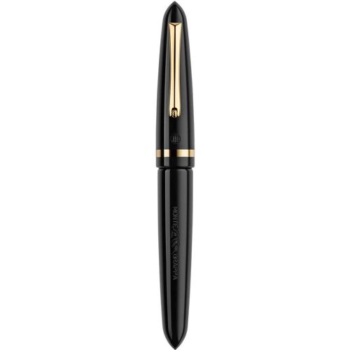 Montegrappa, Schreibstifte, Isven24c Venetia Füllfederhalter, Schwarz, Gelbgold, 14k F-Feder (Schwarz)
