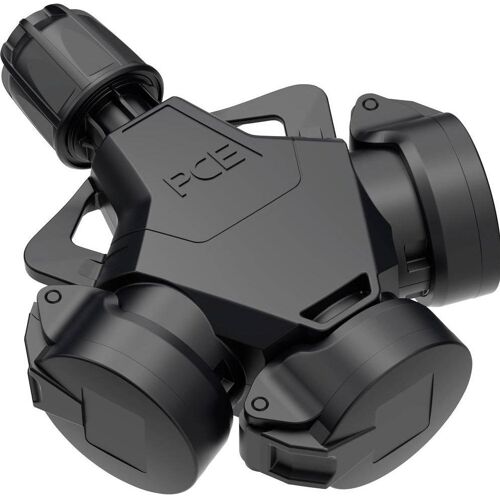 PCE, Netzstecker + Netzkupplung, PC Electric 253842-ss 3fach-Kupplung Vollgummi mit Spannungsanzeige 250 V Schwar