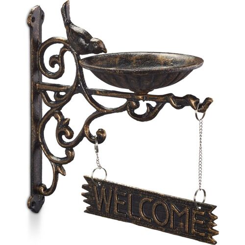 Relaxdays, Aussendekoration, Vogeltränke Welcome