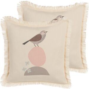 Beliani Set aus 2 Hellbeige Tiermuster Kissen - Kissen Beliani Set aus 2 Hellbeige Tiermuster Kissen - Kissen