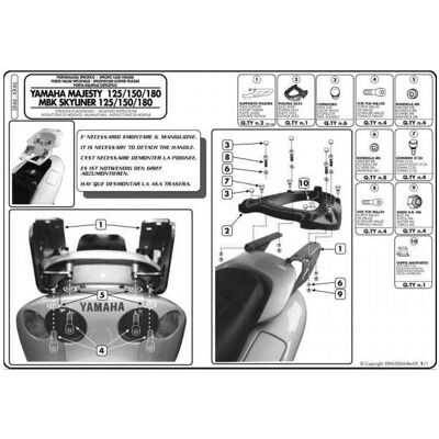 Kappa, Motorradgepäck, MITTELKOFFERRAHMEN YAMAHA MAJESTY 125/150/180 (01-11) (OHNE MARKISE) Kappa, Motorradgepäck, MITTELKOFFERRAHMEN YAMAHA MAJESTY 125/150/180 (01-11) (OHNE MARKISE)