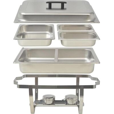 vidaXL 2 Stück Chafing Dish Set Edelstahl - Lebensmittel Wasserpfanne Stand Brenner vidaXL 2 Stück Chafing Dish Set Edelstahl - Lebensmittel Wasserpfanne Stand Brenner