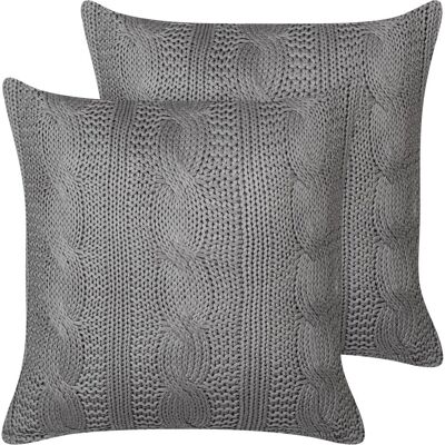 Beliani Set aus 2 grauen Baumwollkissen - Kissen Beliani Set aus 2 grauen Baumwollkissen - Kissen