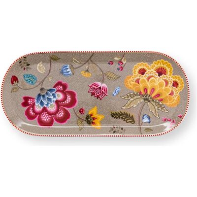 PIP Studio, Serviergeschirr, Blooming Tales Fantasy Khaki Kuchenplatte 33,3x15,5cm PIP Studio, Serviergeschirr, Blooming Tales Fantasy Khaki Kuchenplatte 33,3x15,5cm
