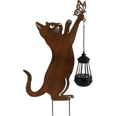 HTI-Living, Aussendekoration, Gartenstecker Katze mit Lampe Metall Rostoptik Gartendeko mit Laterne HTI-Living, Aussendekoration, Gartenstecker Katze mit Lampe Metall Rostoptik Gartendeko mit Laterne