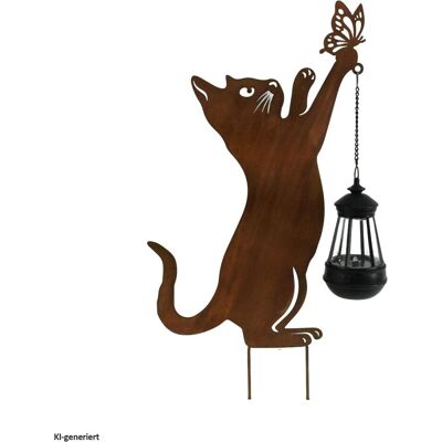 HTI-Living, Aussendekoration, Gartenstecker Katze mit Lampe Metall Rostoptik Gartendeko mit Laterne HTI-Living, Aussendekoration, Gartenstecker Katze mit Lampe Metall Rostoptik Gartendeko mit Laterne
