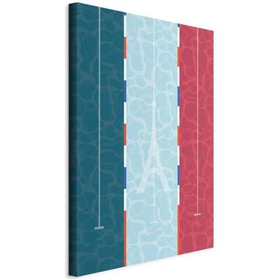 Artgeist, Bilder, Graphic Illustration of a Swimming Pool Against the Backdrop of the French Flag (80 x 120 cm) Artgeist, Bilder, Graphic Illustration of a Swimming Pool Against the Backdrop of the French Flag (80 x 120 cm)