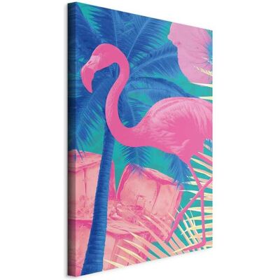 Artgeist, Bilder, Pink Flamingo - Abstract Flamingo Against Palms and Ice Cubes (80 x 120 cm) Artgeist, Bilder, Pink Flamingo - Abstract Flamingo Against Palms and Ice Cubes (80 x 120 cm)