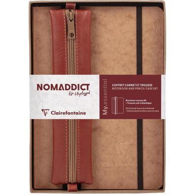 Quo Vadis, Heft + Block, Age Bag, Set Nomaddict, Notizbuch A5 My.essential liniert + Federmäppchen, tabak (A5, Liniert) Quo Vadis, Heft + Block, Age Bag, Set Nomaddict, Notizbuch A5 My.essential liniert + Federmäppchen, tabak (A5, Liniert)