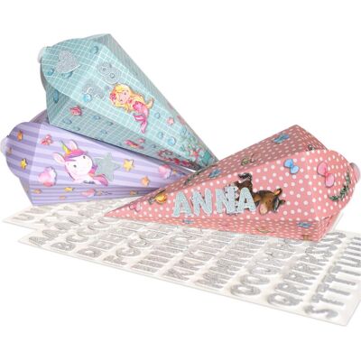 Papierdrachen, Schultüte, 3 Schultüten - Rosa Türkis (3x) Papierdrachen, Schultüte, 3 Schultüten - Rosa Türkis (3x)