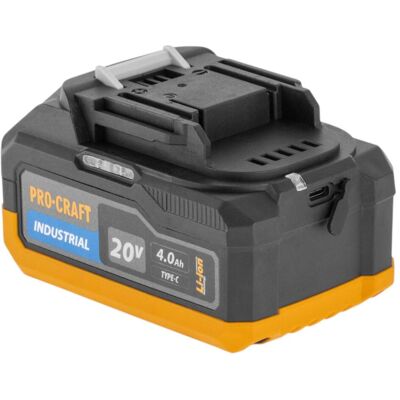 Procraft, Werkzeugakku + Ladegerät, 20/4 Industrial Akku 20 V 4,0 Ah / 4000 mAh Li-ion mit Ladestandsanzeige (20 V) Procraft, Werkzeugakku + Ladegerät, 20/4 Industrial Akku 20 V 4,0 Ah / 4000 mAh Li-ion mit Ladestandsanzeige (20 V)
