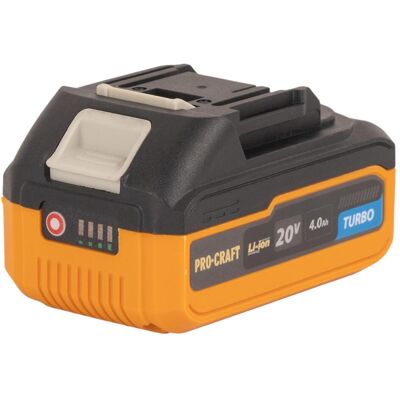 Procraft, Werkzeugakku + Ladegerät, 20/4 Turbo Akku 20 V 4,0 Ah / 4000 mAh Li-ion mit Ladestandsanzeige (20 V) Procraft, Werkzeugakku + Ladegerät, 20/4 Turbo Akku 20 V 4,0 Ah / 4000 mAh Li-ion mit Ladestandsanzeige (20 V)
