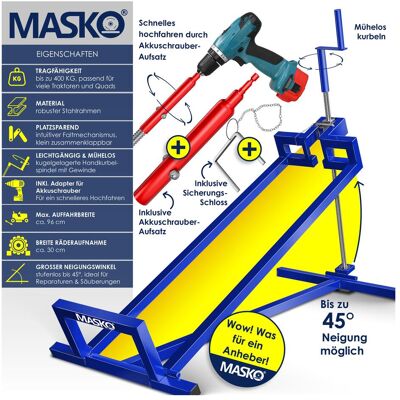 Masko, Zubehör Gartenmaschinen, XXL Rasentraktorheber 450kg Hebevorrichtung für Aufsitzmäher inkl. Bürste (Rasenmäher, Rasentraktor) Masko, Zubehör Gartenmaschinen, XXL Rasentraktorheber 450kg Hebevorrichtung für Aufsitzmäher inkl. Bürste (Rasenmäher, Rasentraktor)