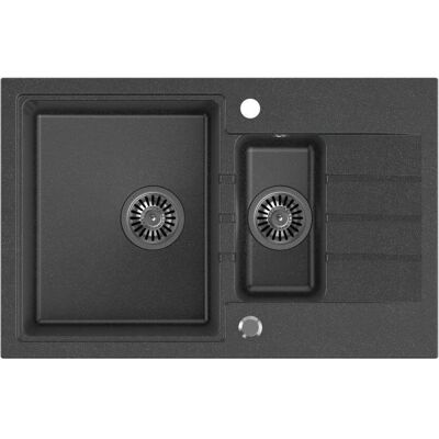 Steiner, Spülbecken, PETER 156 Steingran black granite sink 1.5 dishes without (78x50x20) with siphon and plug (50 cm) Steiner, Spülbecken, PETER 156 Steingran black granite sink 1.5 dishes without (78x50x20) with siphon and plug (50 cm)