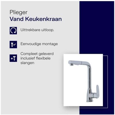 Plieger, Küchenarmatur, Vandehyste Küchenarmatur mit ausziehbarem Ausgang Chrom (1084007) Plieger, Küchenarmatur, Vandehyste Küchenarmatur mit ausziehbarem Ausgang Chrom (1084007)