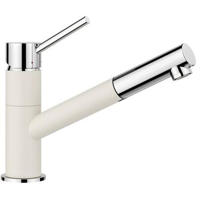 Blanco Küchenarmatur - Soft White/Chrome - Ausziehbarer Spray - 120° Drehgelenk - Kompakte Gestaltung Blanco Küchenarmatur - Soft White/Chrome - Ausziehbarer Spray - 120° Drehgelenk - Kompakte Gestaltung