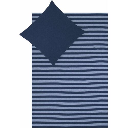 Traumschlaf, Bettwäsche, Melange-Stripe Marine (Duvetbezug, 80 x 80 cm, 155 x 220 cm)