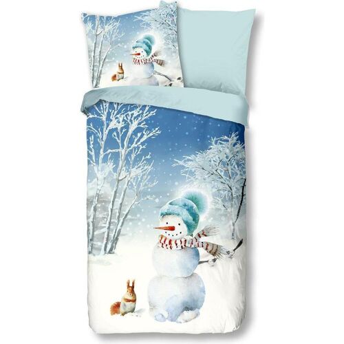 Traumschlaf, Bettwäsche, Schneemann und Eichhörnchen (Bettwäsche Set, 135x200 cm + 80x80 cm)