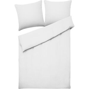 Beliani Bettbezug-Set Weiß Gestreift Baumwollsatin 155 x 220 cm Beliani Bettbezug-Set Weiß Gestreift Baumwollsatin 155 x 220 cm