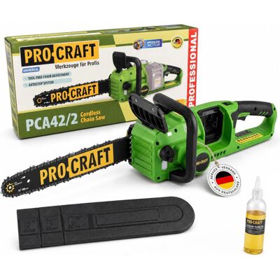 Procraft, Kettensäge, PCA42/2 Akku Kettensäge 40 V ( 2x 20 V ) 406 mm Brushless Solo - ohne Akku, ohne Ladegerät (Akku Kettensäge) Procraft, Kettensäge, PCA42/2 Akku Kettensäge 40 V ( 2x 20 V ) 406 mm Brushless Solo - ohne Akku, ohne Ladegerät (Akku Kettensäge)