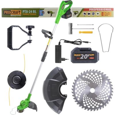 Procraft, Rasentrimmer, PTA24 BL Akku Trimmer 20 V 150 mm + 1x Akku 3,0 Ah + Ladegerät (Metallschneideblatt, Trimmfaden) Procraft, Rasentrimmer, PTA24 BL Akku Trimmer 20 V 150 mm + 1x Akku 3,0 Ah + Ladegerät (Metallschneideblatt, Trimmfaden)