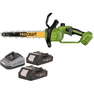 Procraft, Kettensäge, PKA33-BB Akku Kettensäge 20 V 304 mm Brushless + 2x Akku 2,0 Ah + Ladegerät (Akku Kettensäge) Procraft, Kettensäge, PKA33-BB Akku Kettensäge 20 V 304 mm Brushless + 2x Akku 2,0 Ah + Ladegerät (Akku Kettensäge)