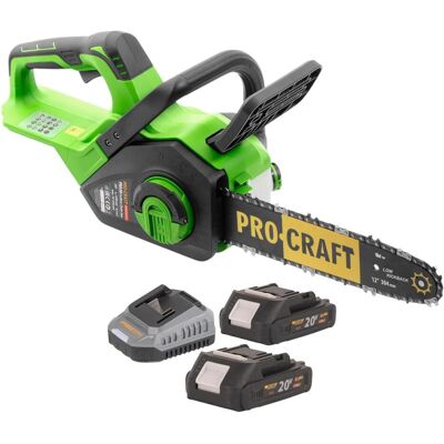 Procraft, Kettensäge, PKA38 Akku Kettensäge 20 V 304 mm Brushless + 2x Akku 2,0 Ah + Ladegerät (Akku Kettensäge) Procraft, Kettensäge, PKA38 Akku Kettensäge 20 V 304 mm Brushless + 2x Akku 2,0 Ah + Ladegerät (Akku Kettensäge)