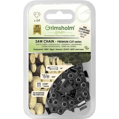 Grimsholm, Zubehör Gartenmaschinen, SAW CHAIN PREMIUM CUT64 DL325058/1.5MM (Kettensäge) Grimsholm, Zubehör Gartenmaschinen, SAW CHAIN PREMIUM CUT64 DL325058/1.5MM (Kettensäge)
