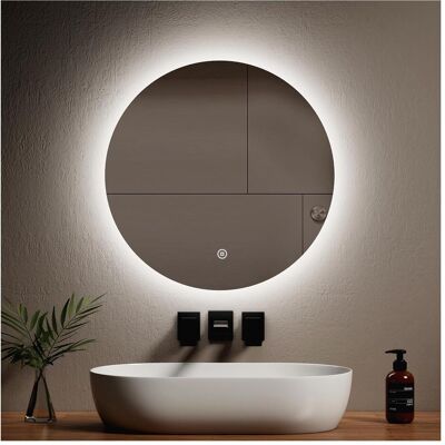 Emke, Spiegelschrank Φ60cm, Kaltweiß, Dimmbar, Touch-Schalter - Badezimmer Spiegel Emke, Spiegelschrank Φ60cm, Kaltweiß, Dimmbar, Touch-Schalter - Badezimmer Spiegel
