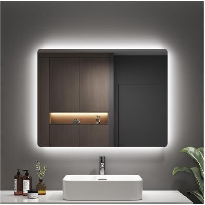 Emke, Spiegel, LED Badezimmerspiegel 80x60 cm, Kaltweiss 6500 K, rostbeständiger Spiegel, IP44, für Badezimmer (80 x 60 cm) Emke, Spiegel, LED Badezimmerspiegel 80x60 cm, Kaltweiss 6500 K, rostbeständiger Spiegel, IP44, für Badezimmer (80 x 60 cm)