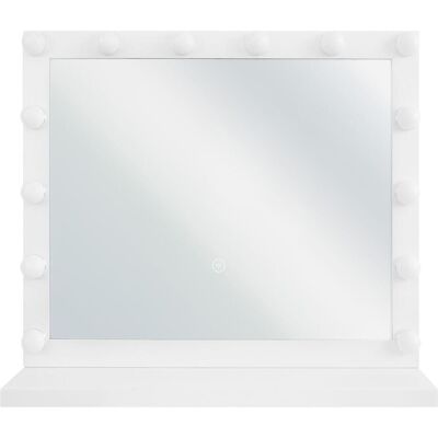 Beliani Schminkspiegel mit LED Weißes Metall 50 x 60 cm Rechteckig Hollywood Beleuchtet Frisiertisch Beliani Schminkspiegel mit LED Weißes Metall 50 x 60 cm Rechteckig Hollywood Beleuchtet Frisiertisch