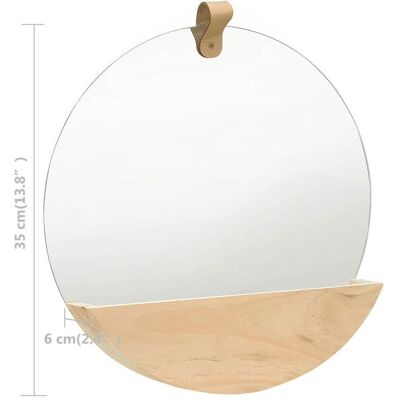 Maisonchic Wandspiegel aus Kiefernholz - Rund 35cm mit Stauraum Maisonchic Wandspiegel aus Kiefernholz - Rund 35cm mit Stauraum