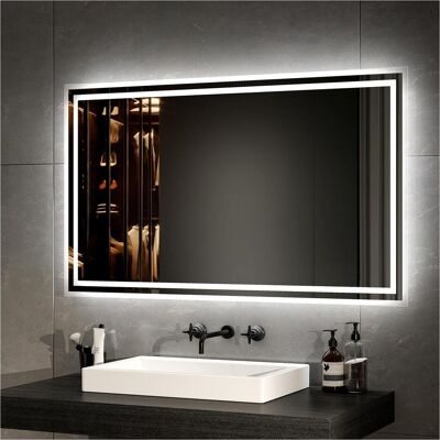 Emke, Spiegel, Badspiegel LED 100x60 cm, Warm-/Kaltweiss, Kippschalter, Antibeschlag, Aluminiumrahmen, IP44 (60 x 100 cm) Emke, Spiegel, Badspiegel LED 100x60 cm, Warm-/Kaltweiss, Kippschalter, Antibeschlag, Aluminiumrahmen, IP44 (60 x 100 cm)