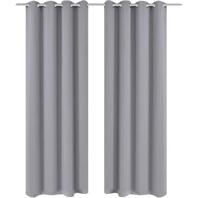 vidaXL 2er Blackout Vorhänge mit Metallösen 135x175 cm Grau - Vorhänge vidaXL 2er Blackout Vorhänge mit Metallösen 135x175 cm Grau - Vorhänge