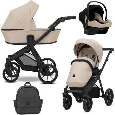 Kunert, Kinderwagen, BRAV 3in1 Kinderwagen in Braun mit schwarzem Rahmen, Gelrädern und Cosmo Autositz Kunert, Kinderwagen, BRAV 3in1 Kinderwagen in Braun mit schwarzem Rahmen, Gelrädern und Cosmo Autositz