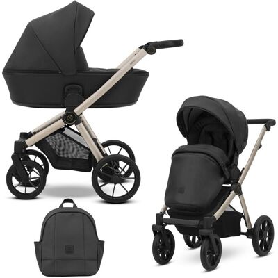 Kunert, Kinderwagen, BRAV DUO 2in1 Öko-Doppelkinderwagen in Schwarz mit Gel-Rädern und Champagner-Rahmen Kunert, Kinderwagen, BRAV DUO 2in1 Öko-Doppelkinderwagen in Schwarz mit Gel-Rädern und Champagner-Rahmen